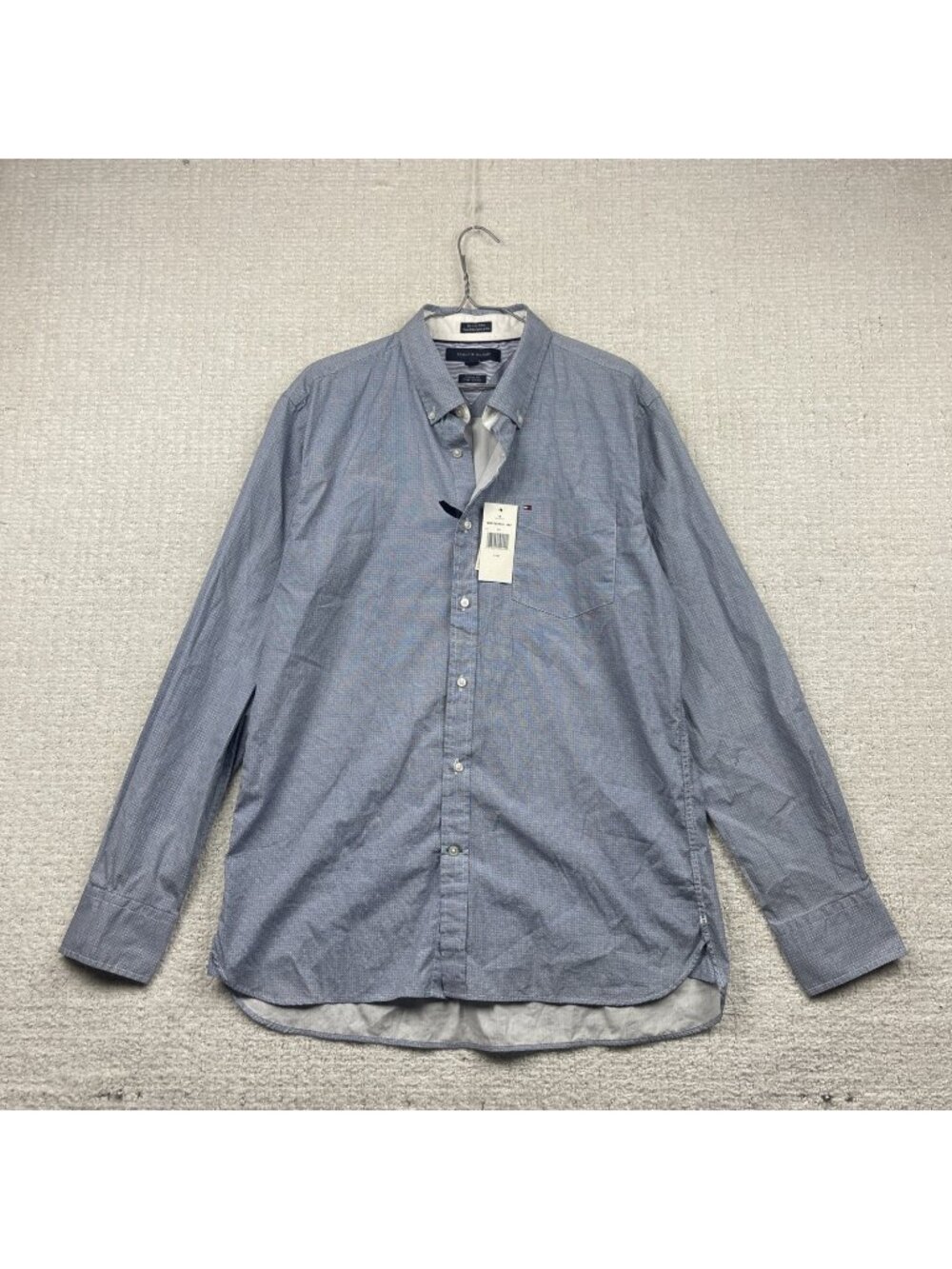 NWT* New Tommy Hilfiger Long Sleeve Shirt Men L Button Up 80'S 2 Ply Fabric Dots